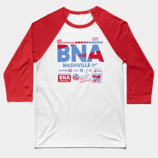 Vintage Nashville BNA Airport Code Travel Day Retro Travel Tag Baseball T-Shirt